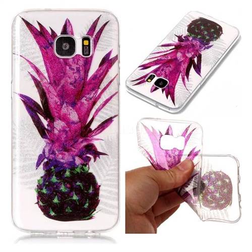 Purple Pineapple Super Clear Soft TPU Back Cover for Samsung Galaxy S7 Edge s7edge