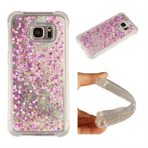 Dynamic Liquid Glitter Sand Quicksand Star TPU Case for Samsung Galaxy S7 Edge s7edge - Rose