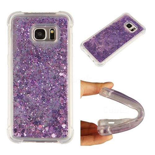 Dynamic Liquid Glitter Sand Quicksand Star TPU Case for Samsung Galaxy S7 Edge s7edge - Purple