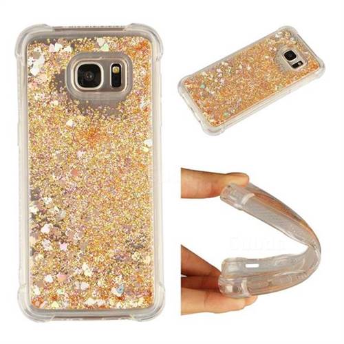 Dynamic Liquid Glitter Sand Quicksand Star TPU Case for Samsung Galaxy S7 Edge s7edge - Diamond Gold