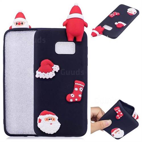 Black Santa Claus Christmas Xmax Soft 3D Silicone Case for Samsung Galaxy S7 Edge s7edge