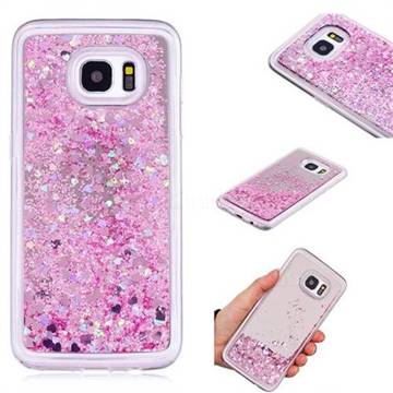 Glitter Sand Mirror Quicksand Dynamic Liquid Star TPU Case for Samsung Galaxy S7 Edge s7edge - Cherry Pink