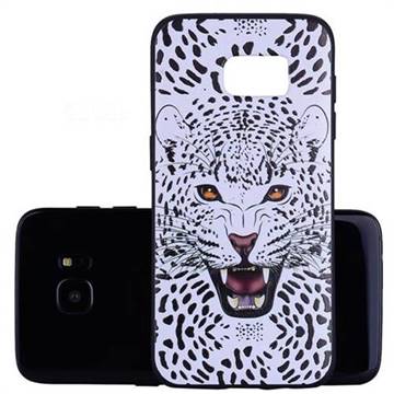 Snow Leopard 3D Embossed Relief Black Soft Back Cover for Samsung Galaxy S7 Edge s7edge