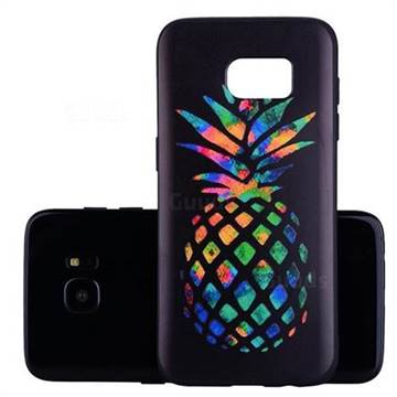 Colorful Pineapple 3D Embossed Relief Black Soft Back Cover for Samsung Galaxy S7 Edge s7edge