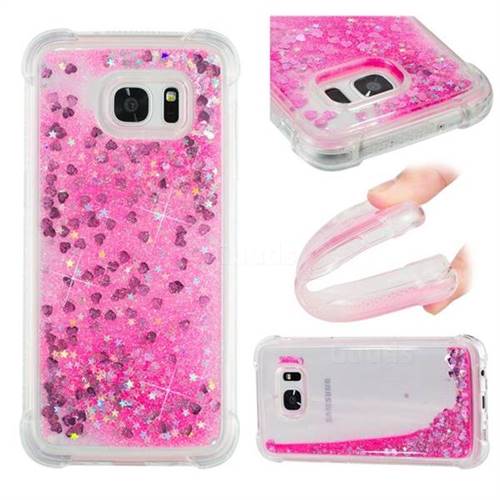 Dynamic Liquid Glitter Sand Quicksand TPU Case for Samsung Galaxy S7 Edge s7edge - Pink Love Heart