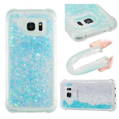 Dynamic Liquid Glitter Sand Quicksand TPU Case for Samsung Galaxy S7 Edge s7edge - Silver Blue Star