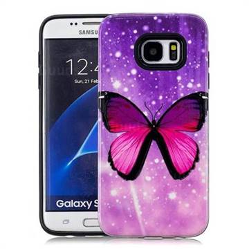 Glossy Butterfly Pattern 2 in 1 PC + TPU Glossy Embossed Back Cover for Samsung Galaxy S7 Edge s7edge