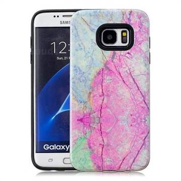 Pink Marble Pattern 2 in 1 PC + TPU Glossy Embossed Back Cover for Samsung Galaxy S7 Edge s7edge