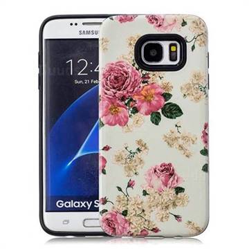Rose Flower Pattern 2 in 1 PC + TPU Glossy Embossed Back Cover for Samsung Galaxy S7 Edge s7edge