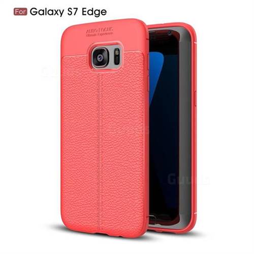 Luxury Auto Focus Litchi Texture Silicone TPU Back Cover for Samsung Galaxy S7 Edge s7edge - Red