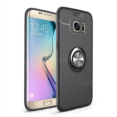 Auto Focus Invisible Ring Holder Soft Phone Case for Samsung Galaxy S7 Edge s7edge - Black
