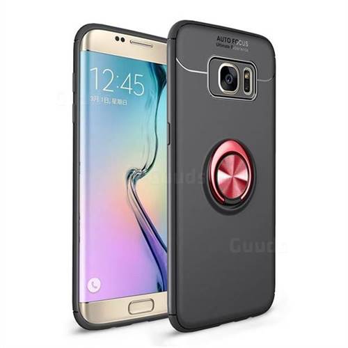 Auto Focus Invisible Ring Holder Soft Phone Case for Samsung Galaxy S7 Edge s7edge - Black Red
