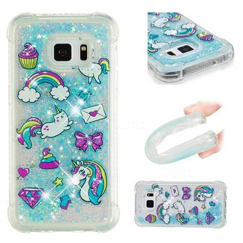 Fashion Unicorn Dynamic Liquid Glitter Sand Quicksand Star TPU Case for Samsung Galaxy S7 Edge s7edge