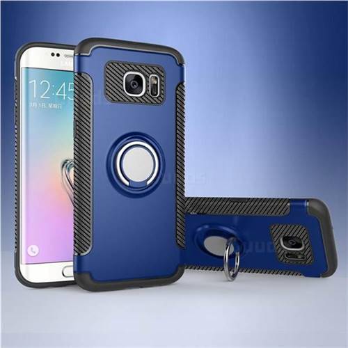 Armor Anti Drop Carbon PC + Silicon Invisible Ring Holder Phone Case for Samsung Galaxy S7 Edge s7edge - Sapphire