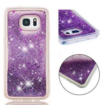 Dynamic Liquid Glitter Quicksand Sequins TPU Phone Case for Samsung Galaxy S7 Edge s7edge - Purple