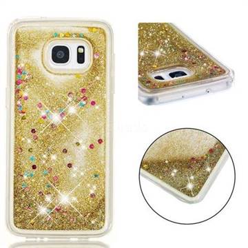 Dynamic Liquid Glitter Quicksand Sequins TPU Phone Case for Samsung Galaxy S7 Edge s7edge - Golden