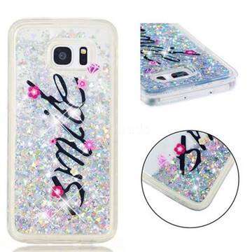 Smile Flower Dynamic Liquid Glitter Quicksand Soft TPU Case for Samsung Galaxy S7 Edge s7edge