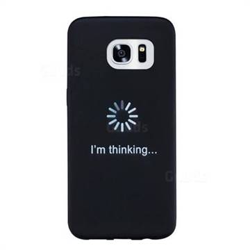 Thinking Stick Figure Matte Black TPU Phone Cover for Samsung Galaxy S7 Edge s7edge