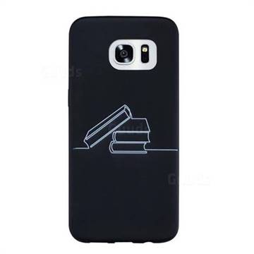 Book Stick Figure Matte Black TPU Phone Cover for Samsung Galaxy S7 Edge s7edge