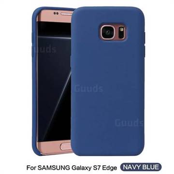 Howmak Slim Liquid Silicone Rubber Shockproof Phone Case Cover for Samsung Galaxy S7 Edge s7edge - Midnight Blue