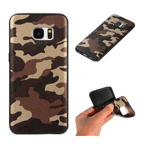 Camouflage Soft TPU Back Cover for Samsung Galaxy S7 Edge s7edge - Gold Coffee