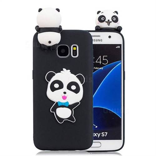 Blue Bow Panda Soft 3D Climbing Doll Soft Case for Samsung Galaxy S7 Edge s7edge
