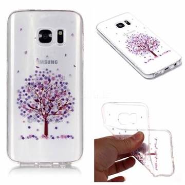 Purple Flower Super Clear Soft TPU Back Cover for Samsung Galaxy S7 Edge s7edge