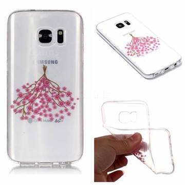 Cherry Plum Flower Super Clear Soft TPU Back Cover for Samsung Galaxy S7 Edge s7edge