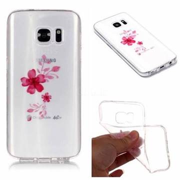 Red Cherry Blossom Super Clear Soft TPU Back Cover for Samsung Galaxy S7 Edge s7edge