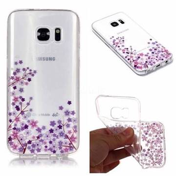 Purple Cherry Blossom Super Clear Soft TPU Back Cover for Samsung Galaxy S7 Edge s7edge