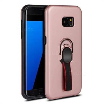 Raytheon Multi-function Ribbon Stand Back Cover for Samsung Galaxy S7 Edge s7edge - Rose Gold