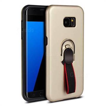 Raytheon Multi-function Ribbon Stand Back Cover for Samsung Galaxy S7 Edge s7edge - Golden