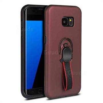 Raytheon Multi-function Ribbon Stand Back Cover for Samsung Galaxy S7 Edge s7edge - Wine Red
