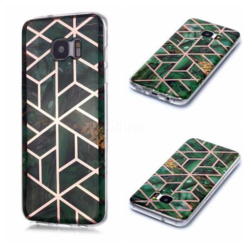 Green Rhombus Galvanized Rose Gold Marble Phone Back Cover for Samsung Galaxy S7 Edge s7edge