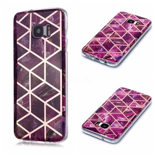 Purple Rhombus Galvanized Rose Gold Marble Phone Back Cover for Samsung Galaxy S7 Edge s7edge