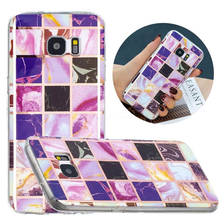 Square Puzzle Painted Marble Electroplating Protective Case for Samsung Galaxy S7 Edge s7edge