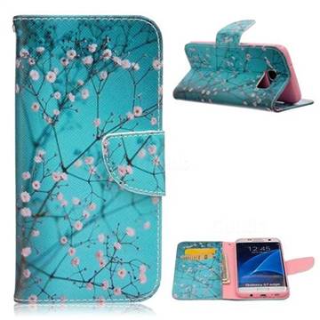 Blue Plum Leather Wallet Case for Samsung Galaxy S7 Edge G935