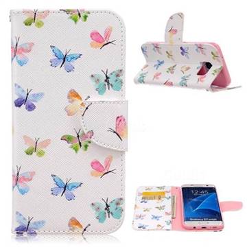 Colored Butterflies Leather Wallet Case for Samsung Galaxy S7 Edge G935