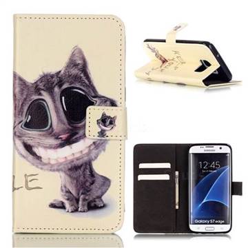 Keep Smiling Cat Leather Wallet Case for Samsung Galaxy S7 Edge G935
