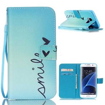 Smile Butterfly Leather Wallet Case for Samsung Galaxy S7 Edge G935