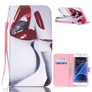 Sexy Lips Leather Wallet Case for Samsung Galaxy S7 Edge G935