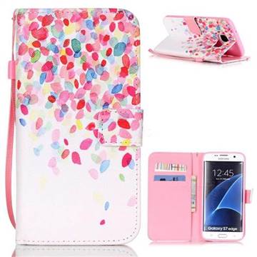 Colored Petals Leather Wallet Case for Samsung Galaxy S7 Edge G935