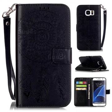 Embossing Campanula Flower Leather Wallet Case for Samsung Galaxy S7 Edge G935 - Black