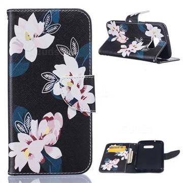 Black Lily Leather Wallet Case for Samsung Galaxy S7 Edge G935