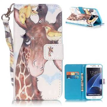 Birds Giraffe 3D Painted Leather Wallet Case for Samsung Galaxy S7 Edge