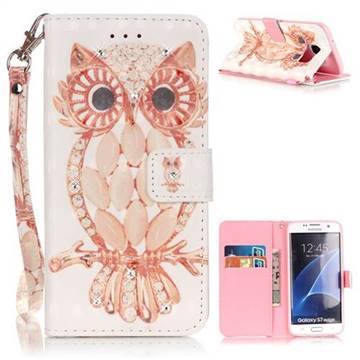 Shell Owl 3D Painted Leather Wallet Case for Samsung Galaxy S7 Edge