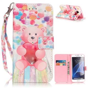 Balloon Bear 3D Painted Leather Wallet Case for Samsung Galaxy S7 Edge