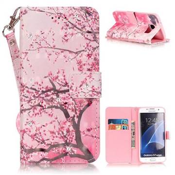 Cherry Tree 3D Painted Leather Wallet Case for Samsung Galaxy S7 Edge