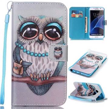 Sweet Gray Owl Leather Wallet Phone Case for Samsung Galaxy S7 Edge