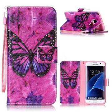 Black Butterfly Leather Wallet Phone Case for Samsung Galaxy S7 Edge